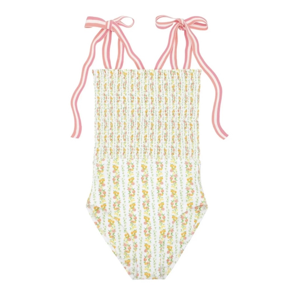 Minnow Swim Women's Linear Citrus Smocked One Piece